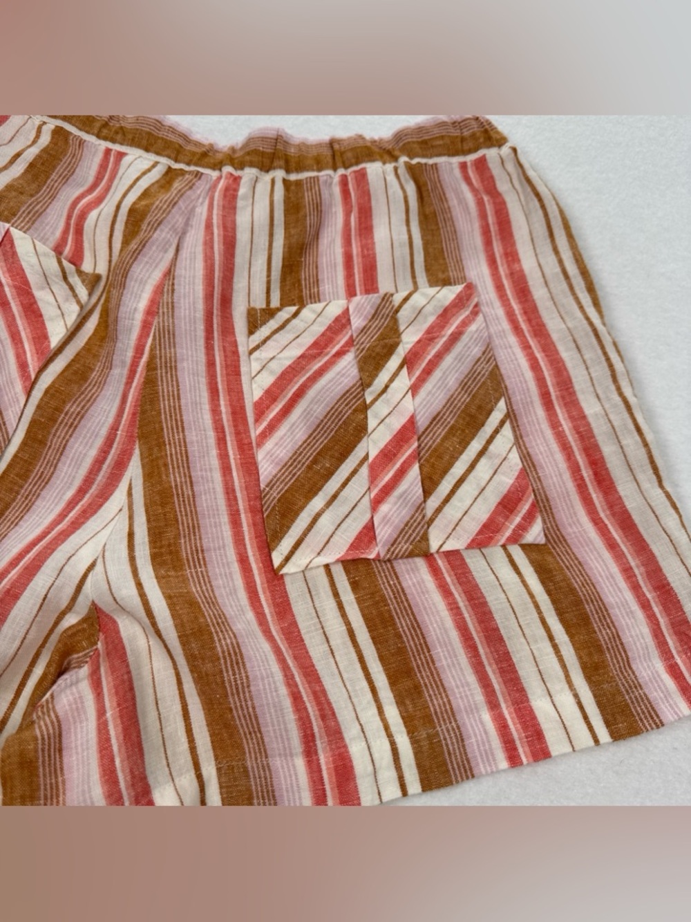 Joie 100% Linen Striped Shorts Women’s Small Side Buttons Back Pockets Beach - Picture 8 of 11